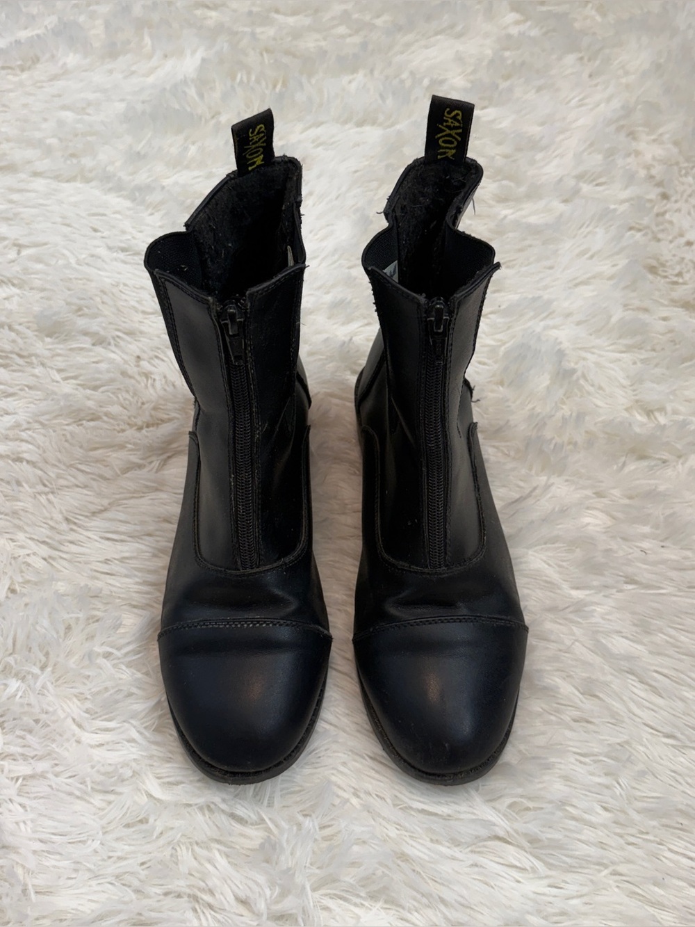 Women’s Size 8 Black Saxon Synthetic Leather Horseback Riding Paddock Boots